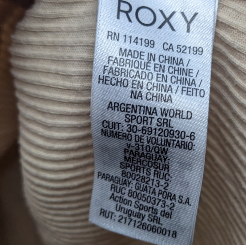 Roxy Women's Beige/Cream Ribbed Cropped Tank Top Size S 🌸 - Picture 10 of 14